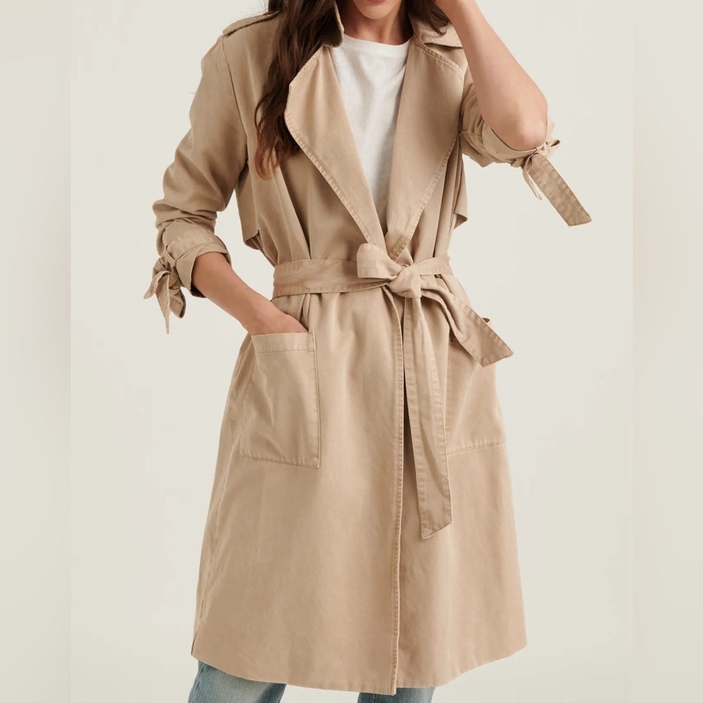 Lucky Brand Tan Trench Coat Knee Length Size XS